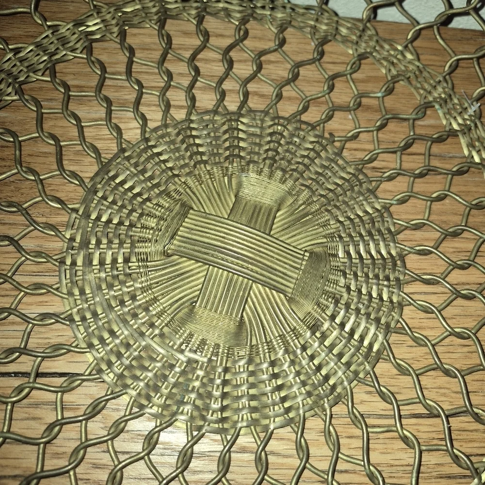 Vintage Solid Brass Woven Wire basket, RARE FIND!